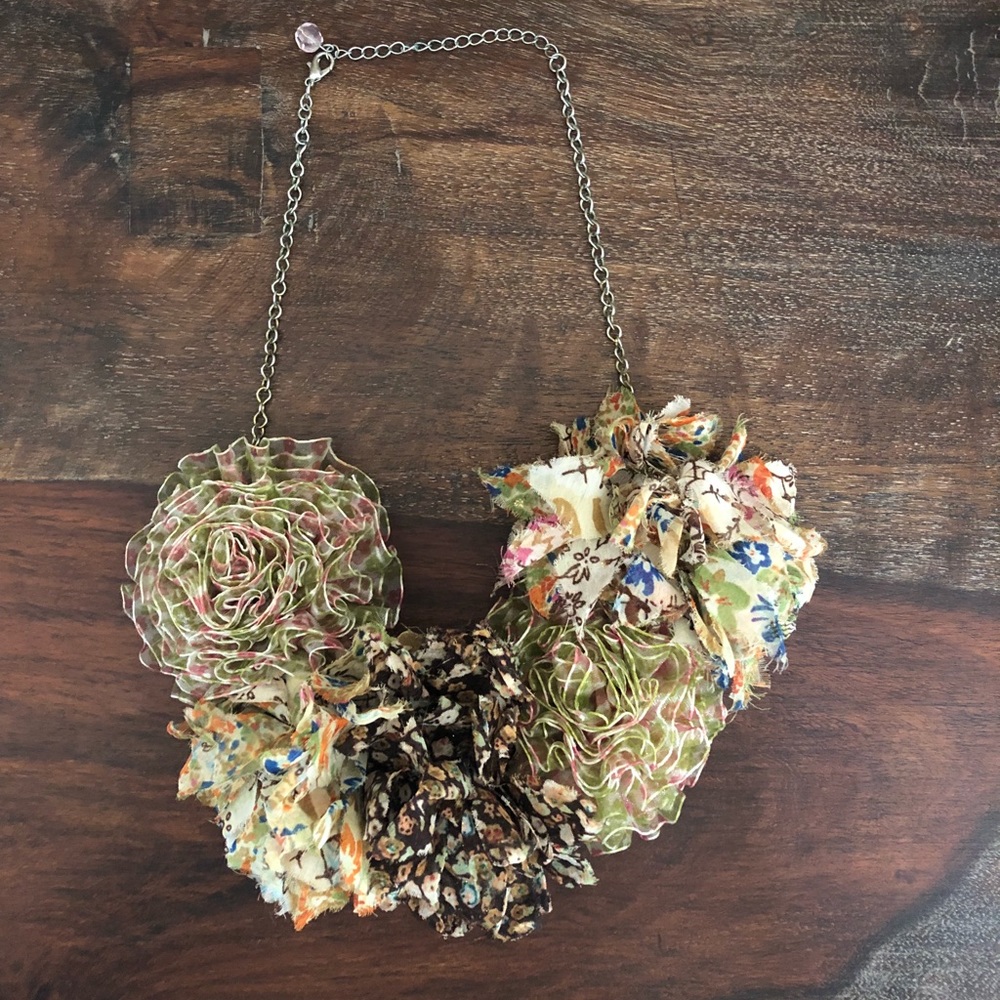 Anthropologie Fabric Pom Necklace